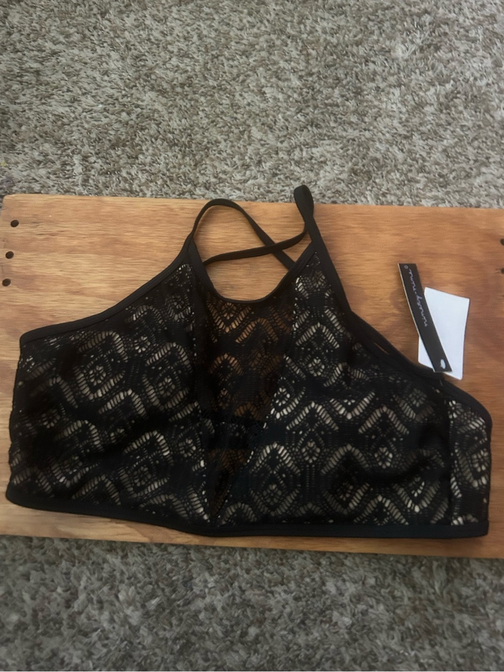 Ninety-Nine black high neck bikini halter top